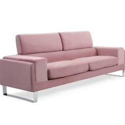 Canapé 3 places Velours côtelé Rose GRAHAM