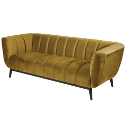 Canapé 3 places velours ocre