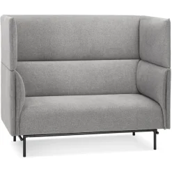 Canapé acoustique 2 places 'VISAVI' avec haut dossier en tissu gris clair