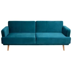 Canapé Banquette Velours Jack 3 Places Bleu canard