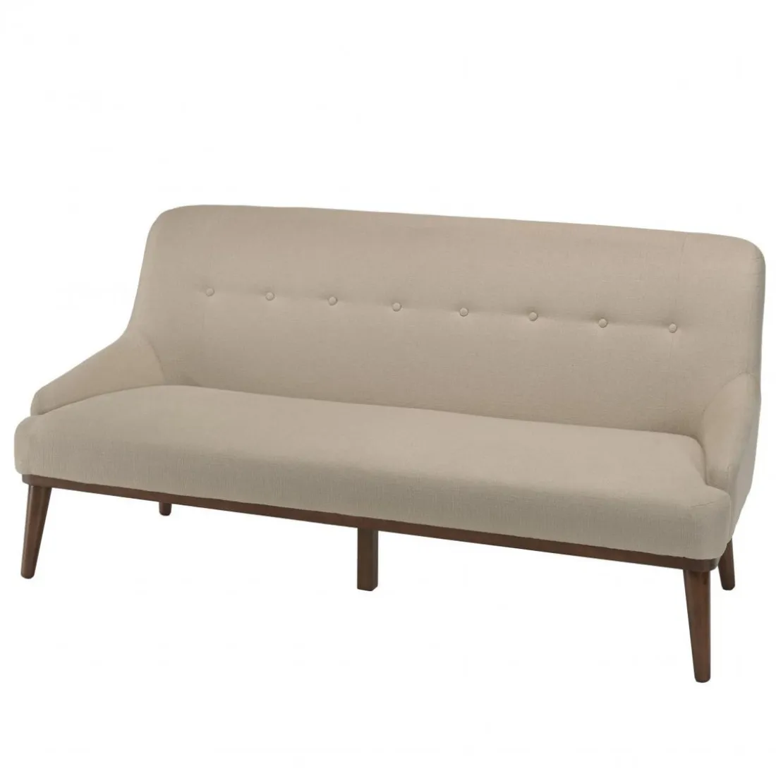 Canapé beige 2 places pieds en bois