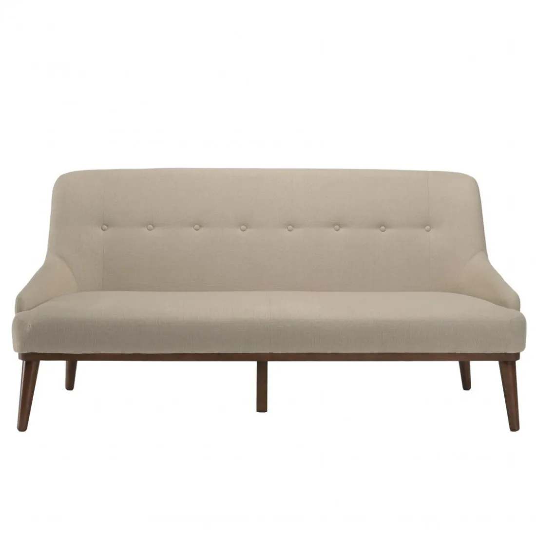 Canapé beige 2 places pieds en bois