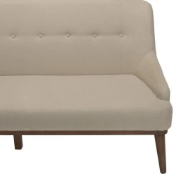 Canapé beige 2 places pieds en bois