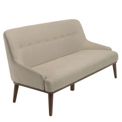 Canapé beige 2 places pieds en bois