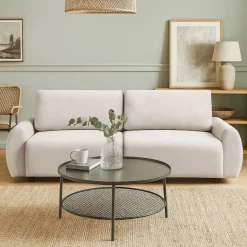 Canapé convertible 3 places Traviata Velours Beige