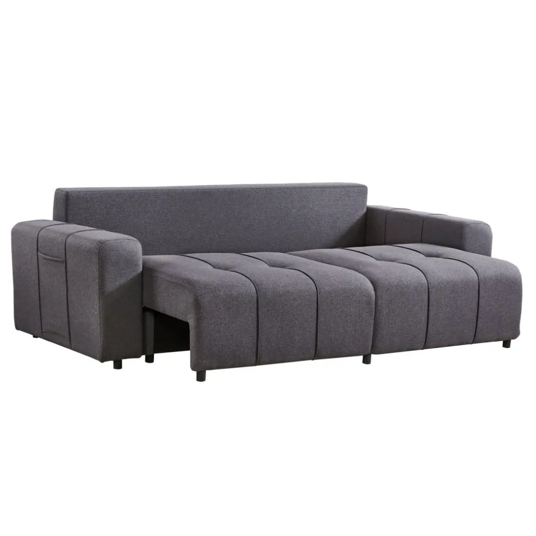 Canapé convertible 3 places Cloudy Tissu effet lin Gris foncé