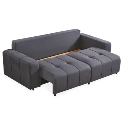Canapé convertible 3 places Cloudy Tissu effet lin Gris foncé