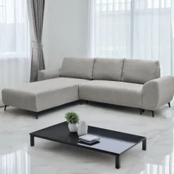 Canapé convertible avec angle à gauche Paolo Velours côtelé Gris