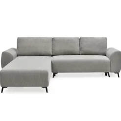 Canapé convertible avec angle à gauche Paolo Velours côtelé Gris
