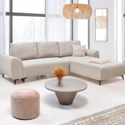 Canapé convertible avec angle réversible Paolo Velours côtelé Beige