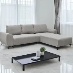 Canapé convertible avec angle réversible Paolo Velours côtelé Gris