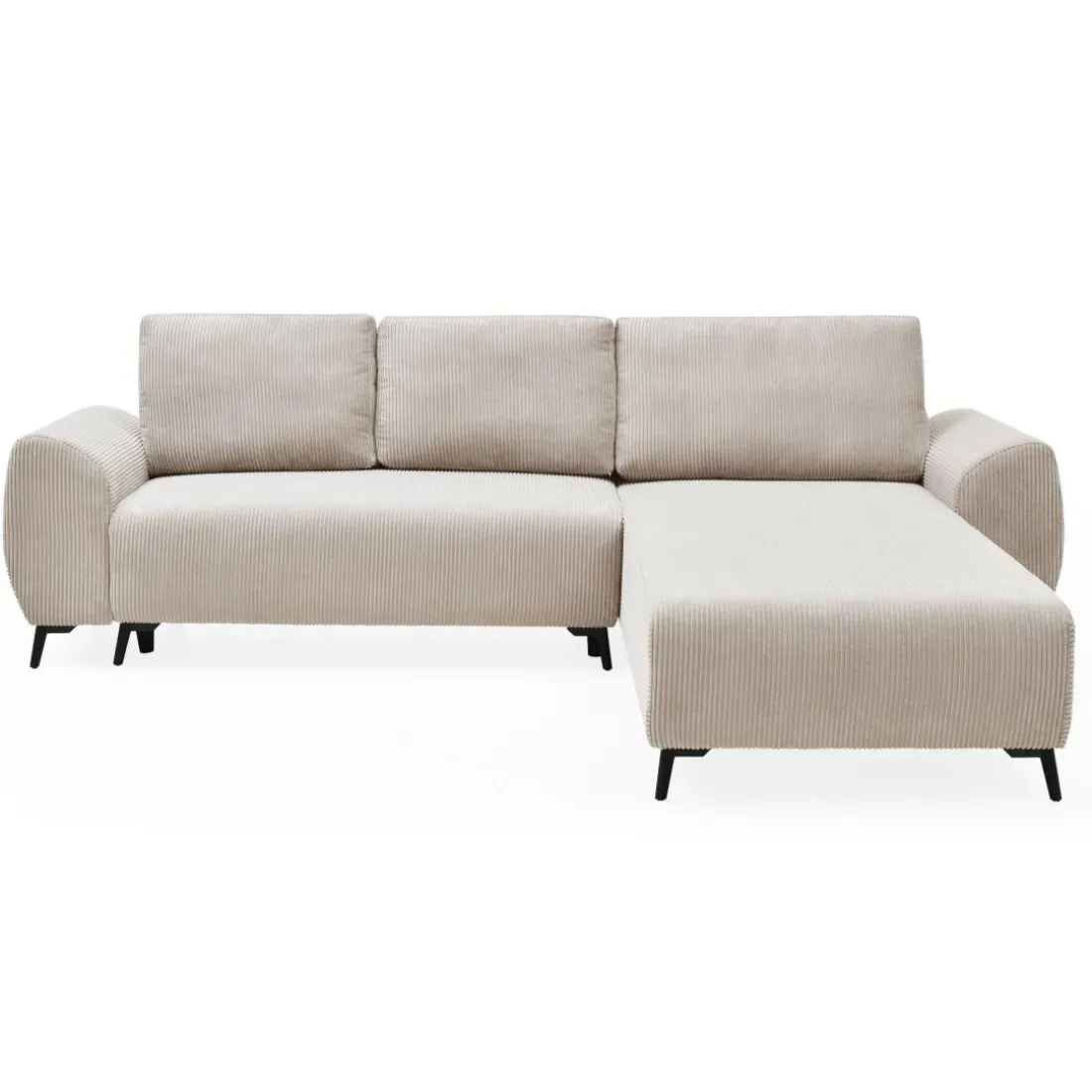 Canapé convertible avec angle à droite Paolo Velours côtelé Beige