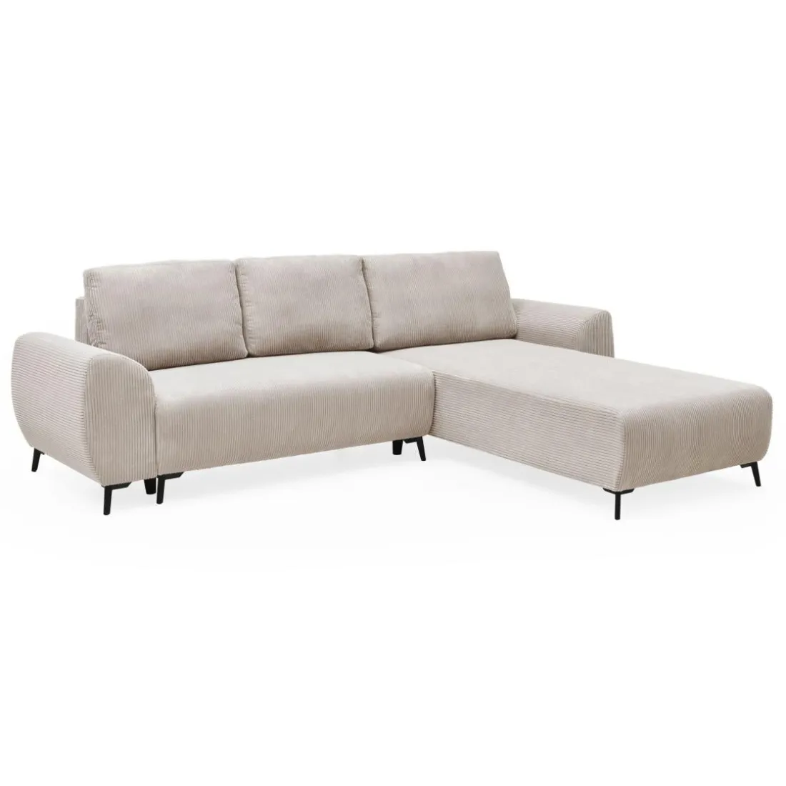 Canapé convertible avec angle à droite Paolo Velours côtelé Beige