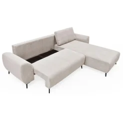 Canapé convertible avec angle à droite Paolo Velours côtelé Beige