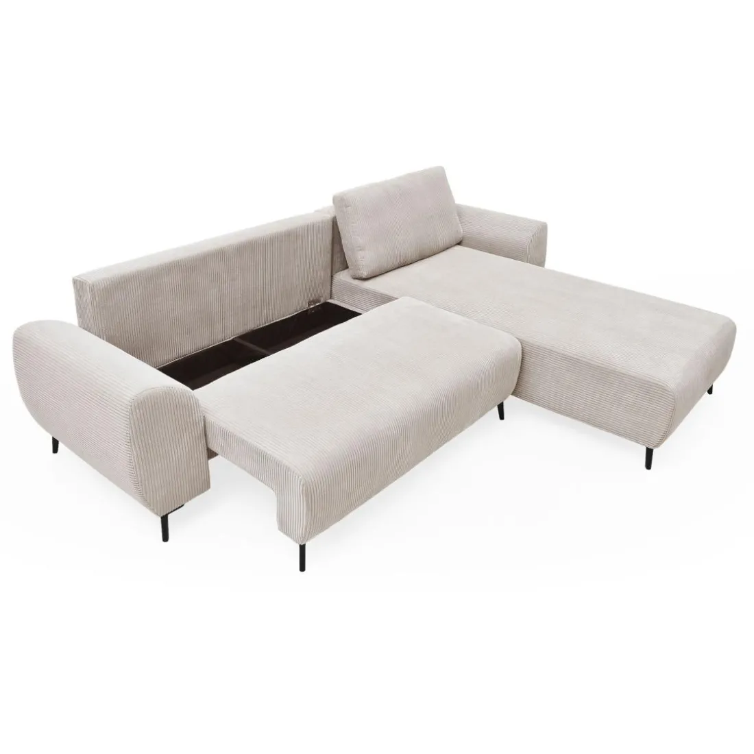 Canapé convertible avec angle à droite Paolo Velours côtelé Beige