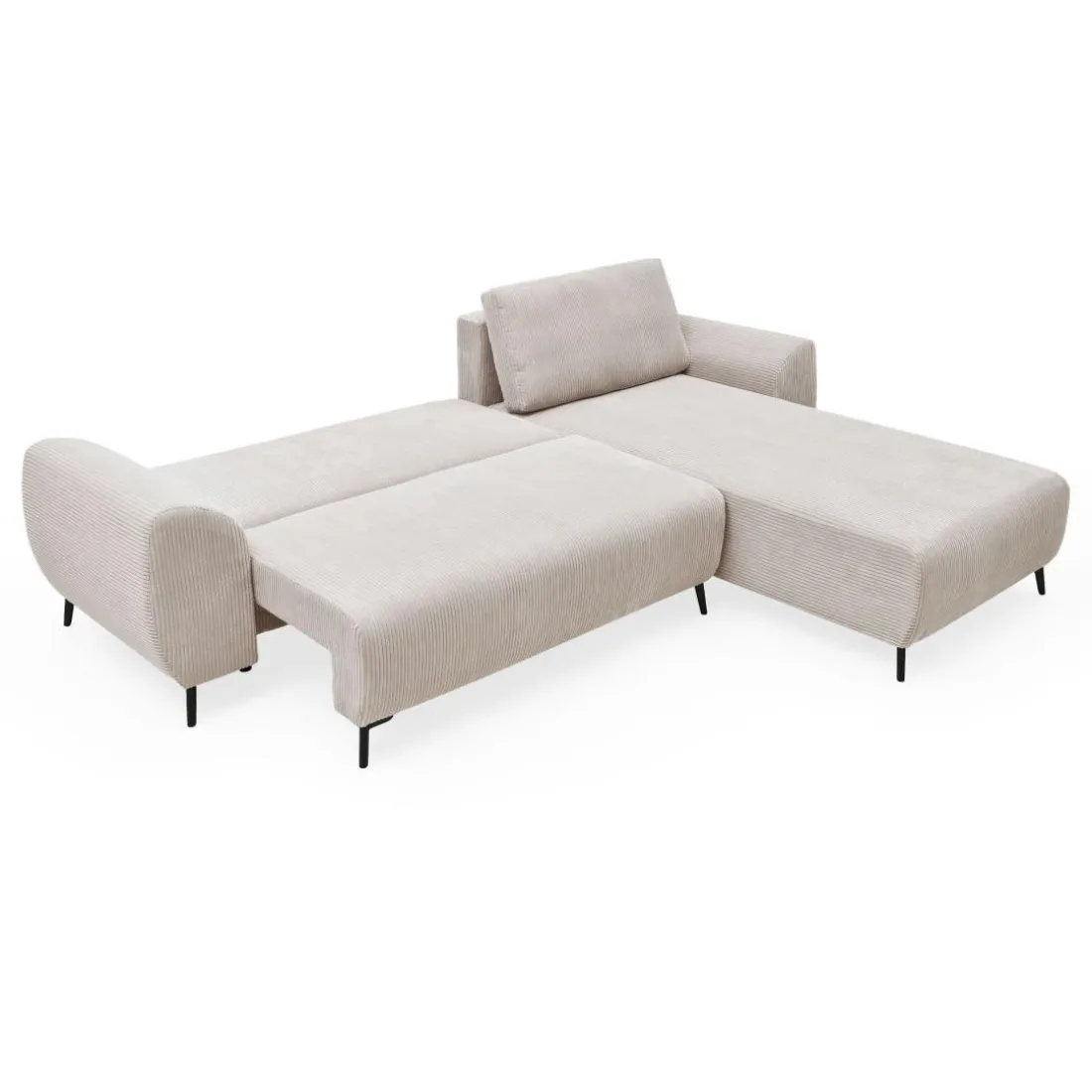 Canapé convertible avec angle à droite Paolo Velours côtelé Beige