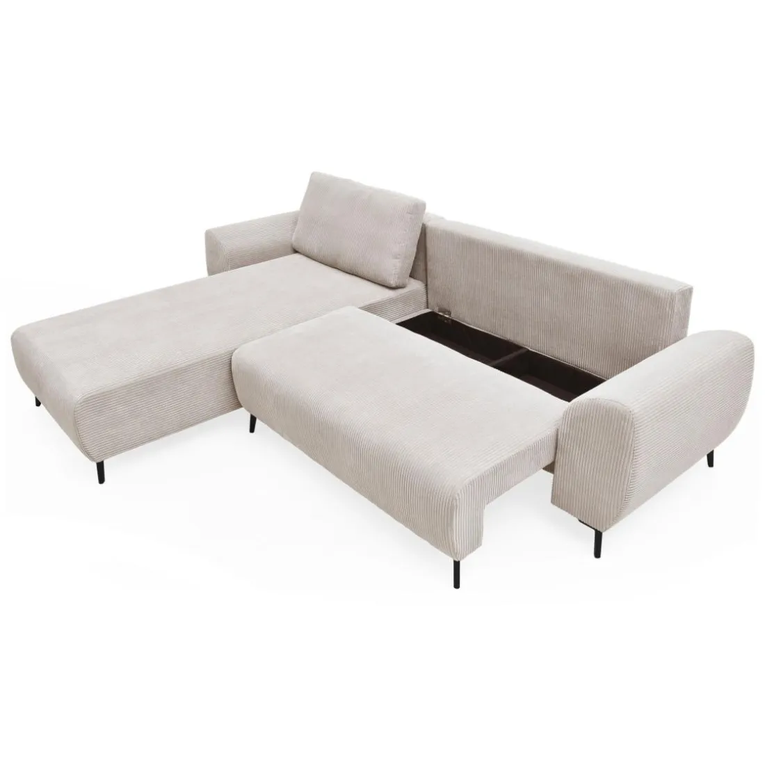 Canapé convertible avec angle à gauche Paolo Velours côtelé Beige