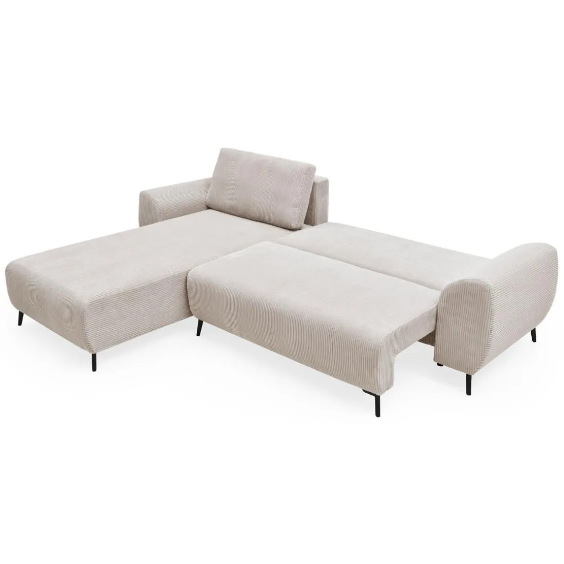 Canapé convertible avec angle à gauche Paolo Velours côtelé Beige