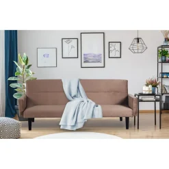 Canapé Convertible Clic-Clac BERTO 3 Places Velours Taupe