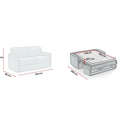 Canapé convertible express Bleu 3 places SOFIA