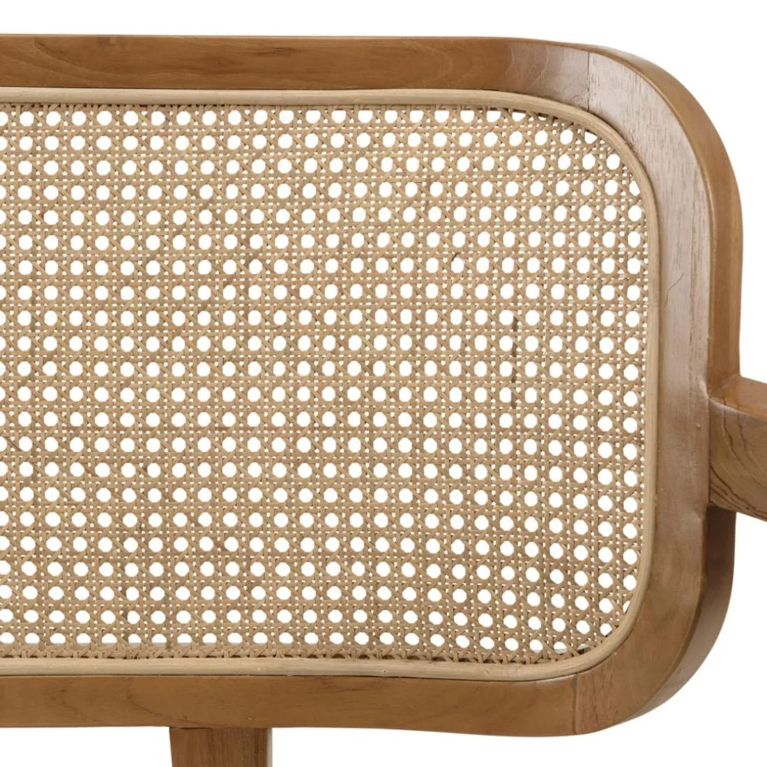 Canapé FLORES 2 places en teck avecdossier cannage naturel et coussin gris WILL Marron