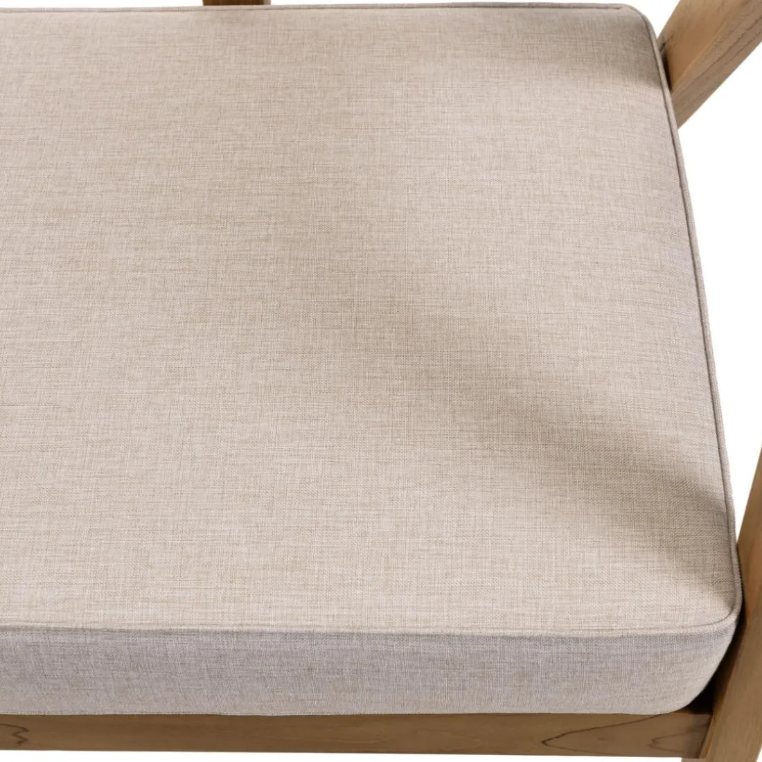 Canapé FLORES 2 places en teck avecdossier cannage naturel et coussin gris WILL Marron