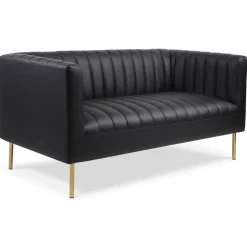 Canapé moderne 2 places à coutures verticales Sacramento Simili Noir