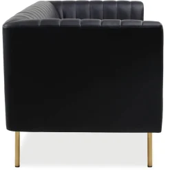 Canapé moderne 2 places à coutures verticales Sacramento Simili Noir