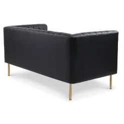 Canapé moderne 2 places à coutures verticales Sacramento Simili Noir