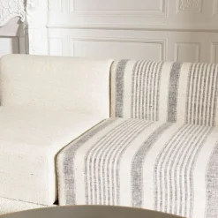 Canapé modulable 6 pièces bois de manguier et revetement coton GLORIA gris et beige