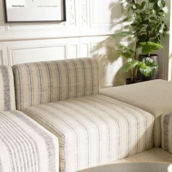 Canapé modulable 6 pièces bois de manguier et revetement coton GLORIA gris et beige