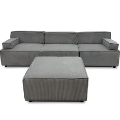 Canapé modulable Benoit Velours côtelé Gris