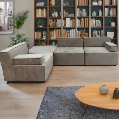 Canapé modulable Benoit Velours Taupe grisé