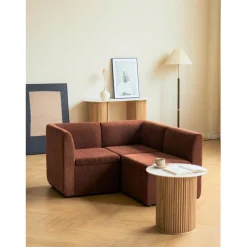 Canapé modulable VARDE design scandinave raffiné en velours côtelé avec mousse rouge