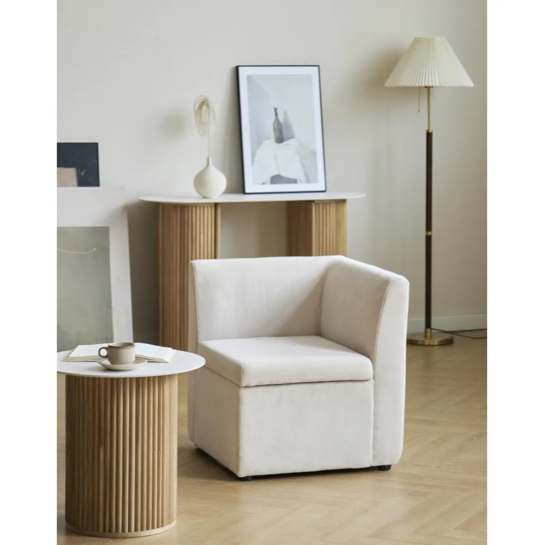 Canapé modulable VARDE design scandinave en velours côtelé avec mousse de densité supérie