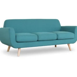 Canapé Scandinave 3 Places Tissu Bleu Vert TELIA