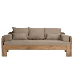 Canapé-lit bois Pin recyclé avec coussins
