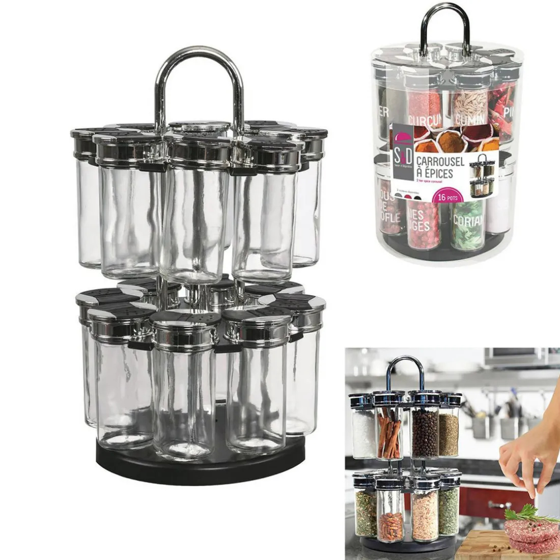 Carrousel 2 etages 16 pots couvercle plastique HALLIE