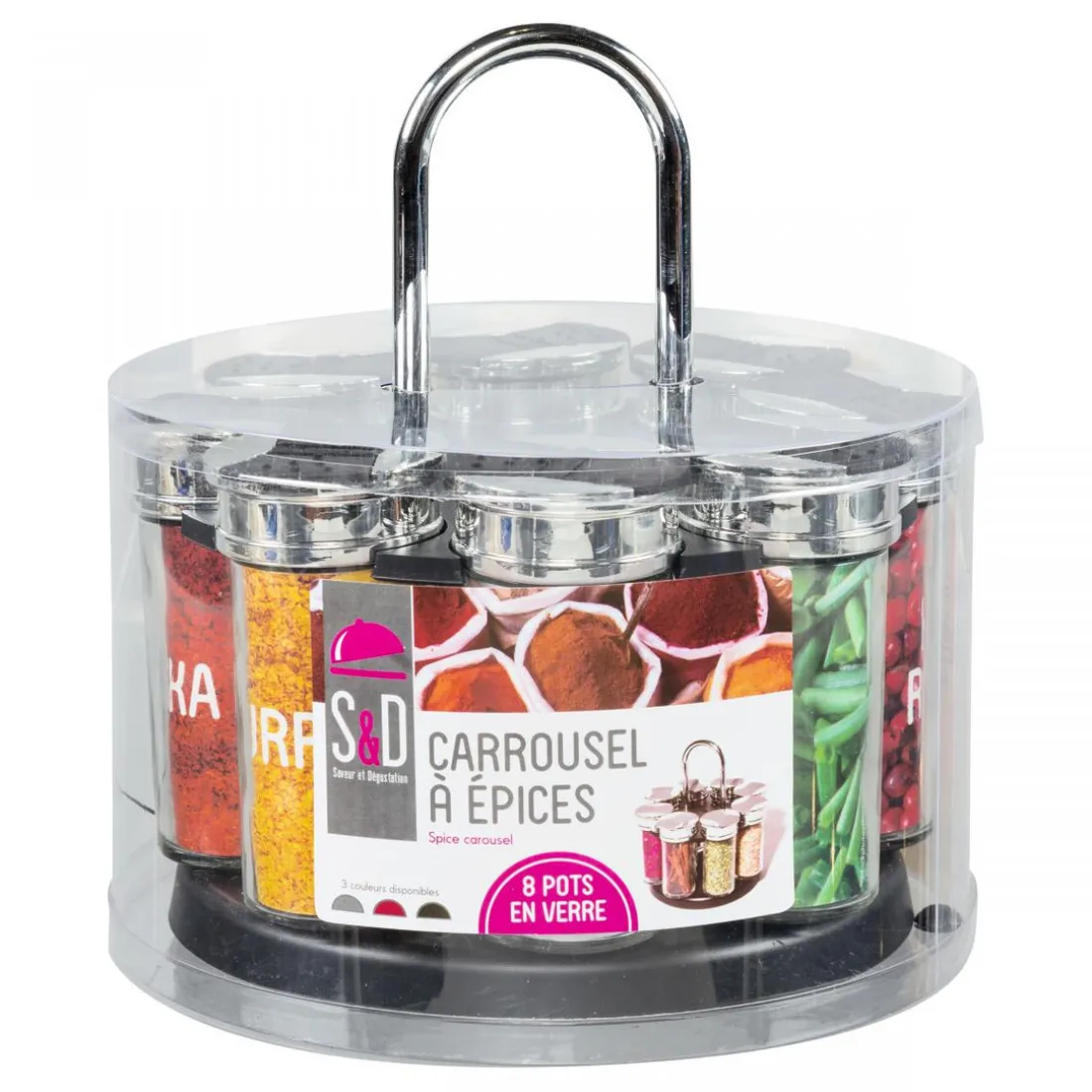 Carrousel epices 8 pots couvercle plastique HALLIE