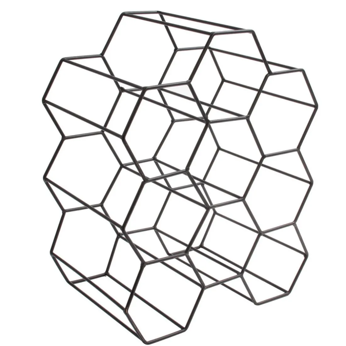 Casier a bouteilles filaire noir nid d'abeille DAKOTA