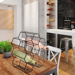 Casier a bouteilles filaire noir nid d'abeille DAKOTA