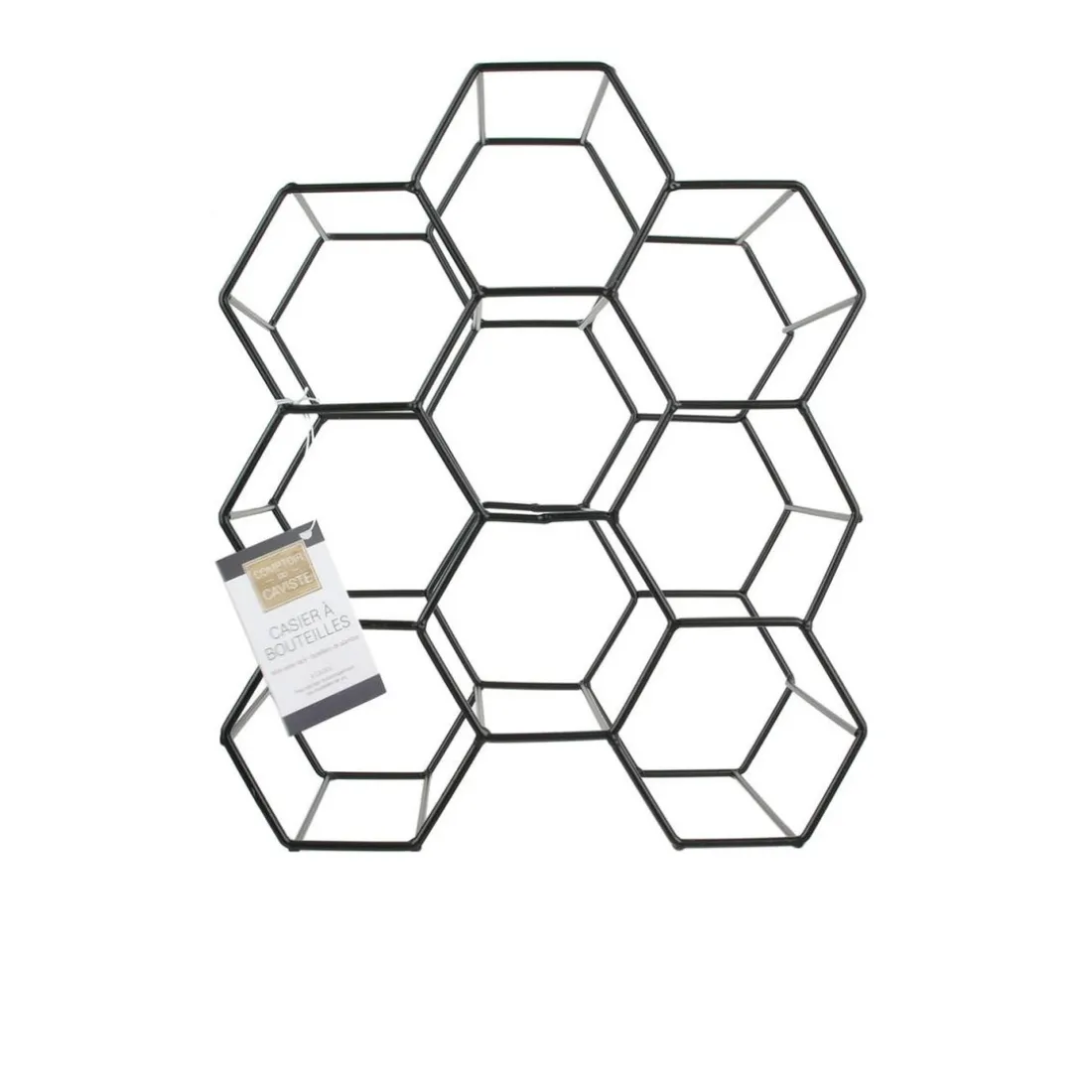 Casier a bouteilles filaire noir nid d'abeille DAKOTA