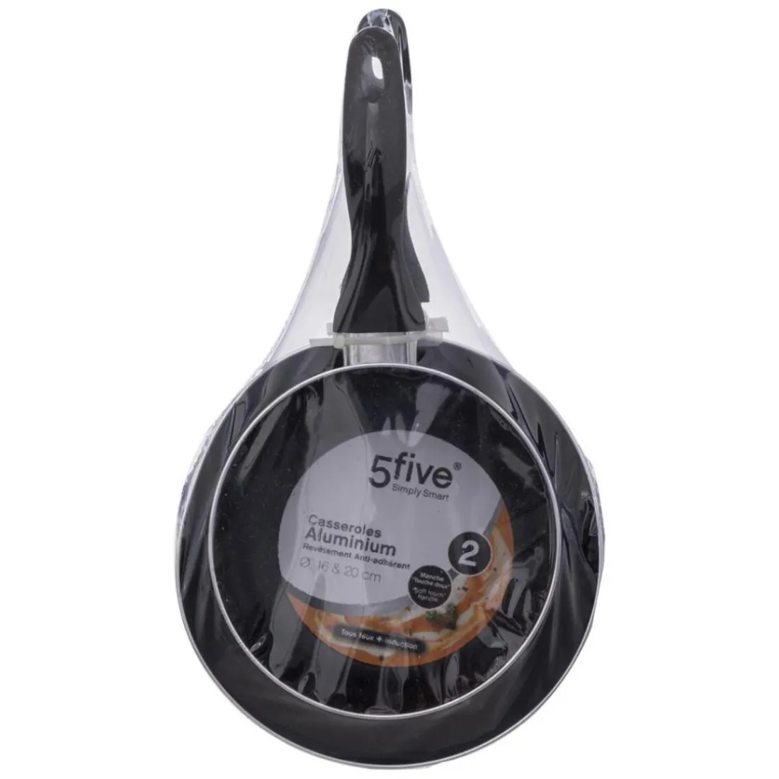 Casserole lot de 2 Induction 16et20cm noir en aluminium