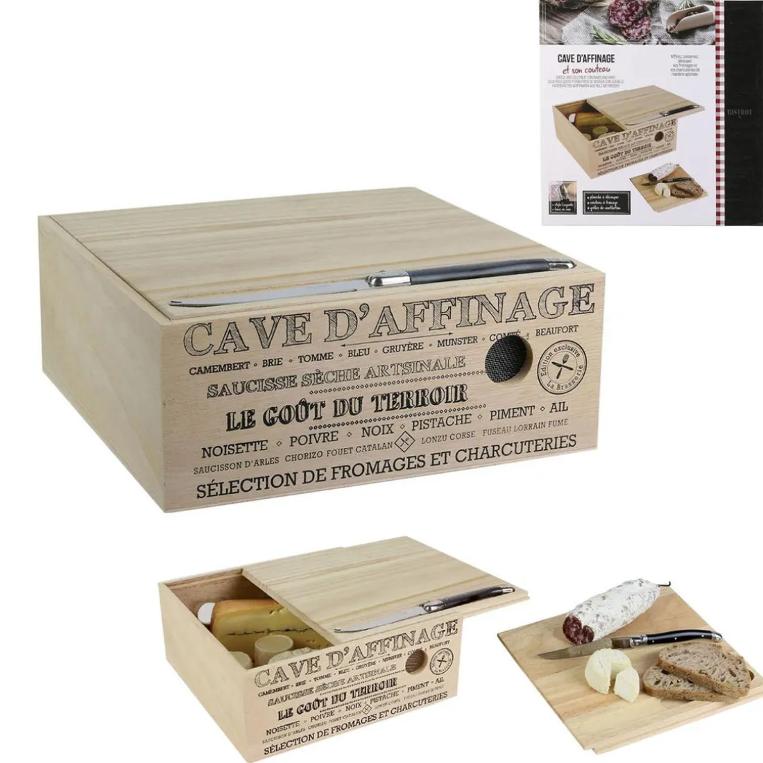 Cave a fromage bois avec couteau ABILENE