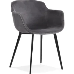 Chaise avec accoudoirs 'ARMADA' en velours gris