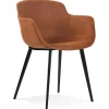 Chaise avec accoudoirs 'DERBY' en microfibre brune