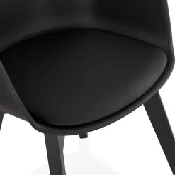 Chaise avec accoudoirs 'MISTRAL' noire avec pieds en bois noir