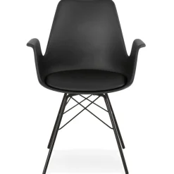 Chaise avec accoudoirs 'SALY' noire style industriel