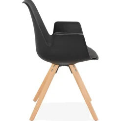 Chaise avec accoudoirs 'ZALIK' noire style scandinave