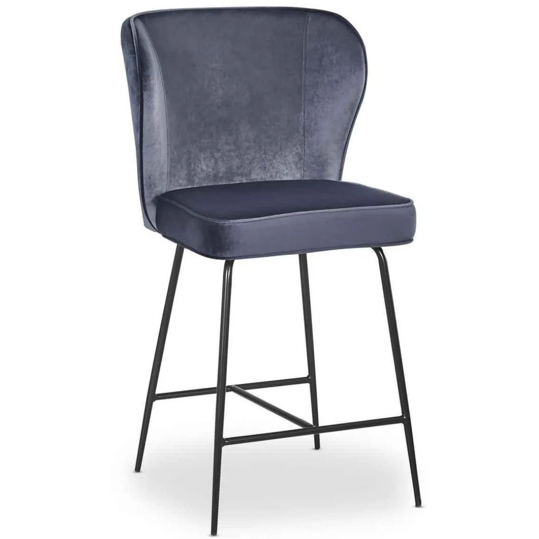 Chaise de bar ELSA Velours Gris